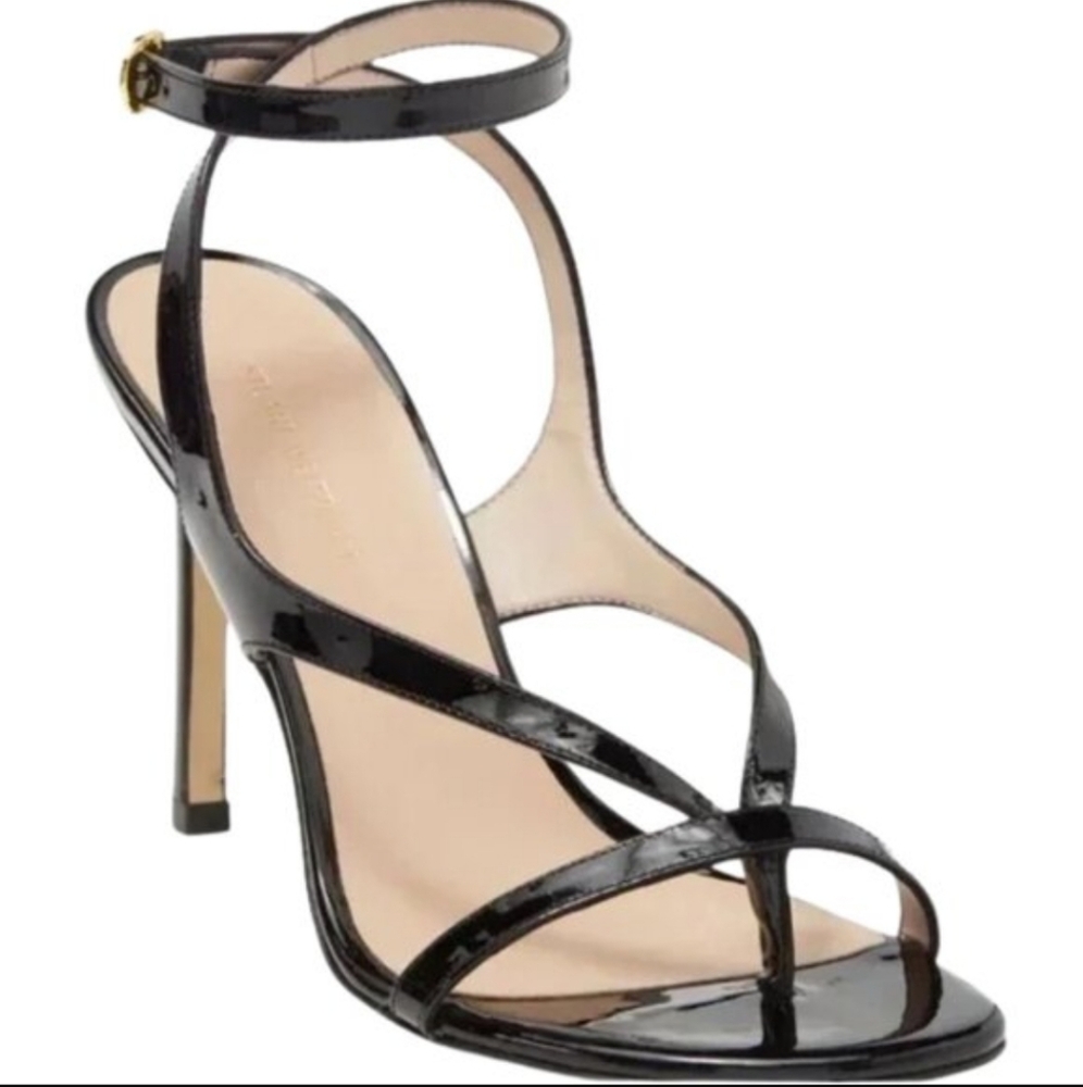 NEW Stuart Weitzman Black Patent Strappy High Heels Size 10